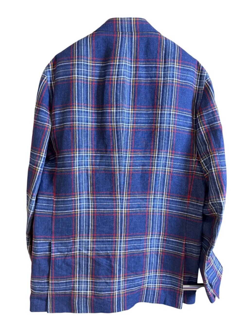 Bullock & Jones Mens Linen Blazer Sport Coat 42 Tall Blue Plaid Notch Classic - Picture 2 of 16